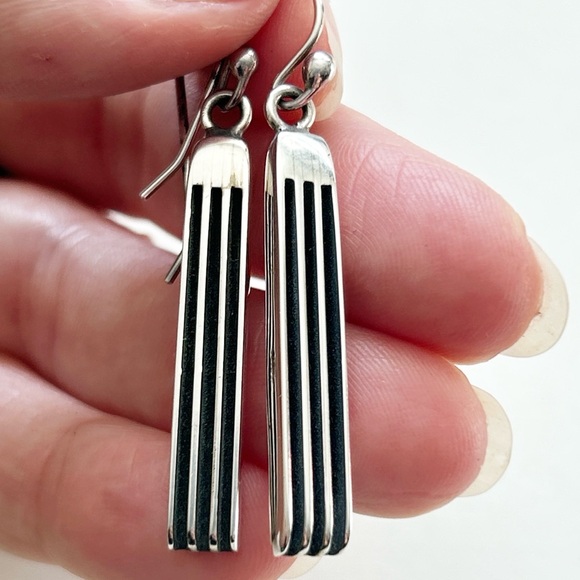 Francis Jones Navajo Sterling Silver Channel Earrings